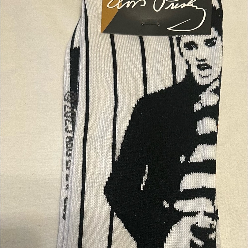 Elvis Presley Black and White Men's Socks